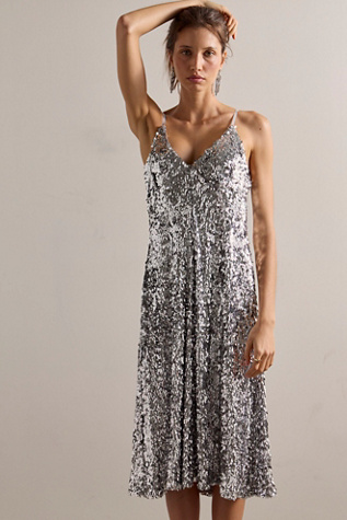 Женское платье Intimately Glow Crazy Midi Slip, цвет: Серебряный комбинированный — фото 2