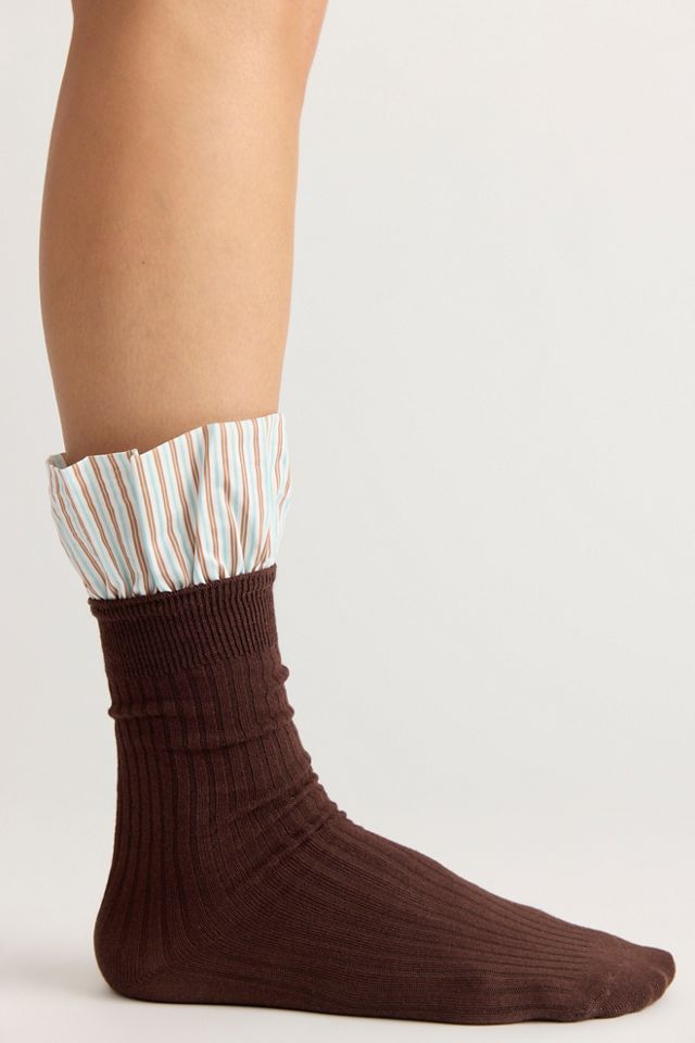Lauren Pinstripe Cuff Socks #1