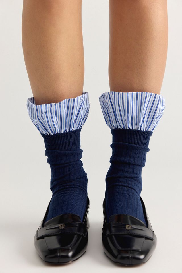 Lauren Pinstripe Cuff Socks #1