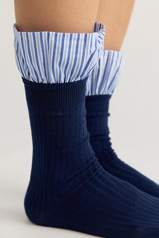 Chaussettes à revers rayées Lauren