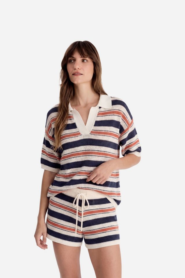 Sunday Citizen Notte Stripe Cloud Crochet Polo Shirt #2