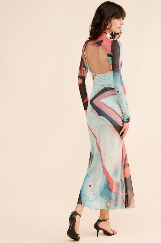 Saemdi Mesh Lava Print Maxi Dress #1