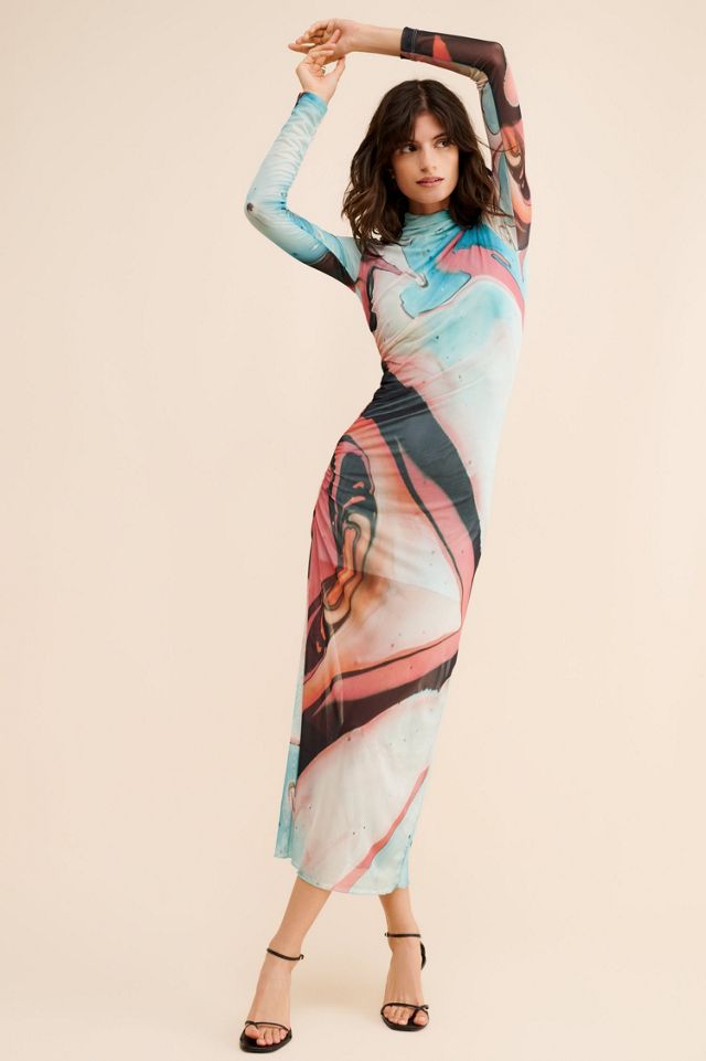 Saemdi Mesh Lava Print Maxi Dress #3