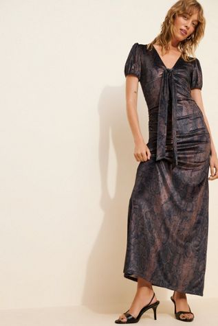 Esthe Bow Detail Velvet Midi Dress
