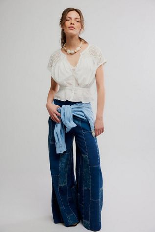 Patches Wide-Leg Flare Jeans