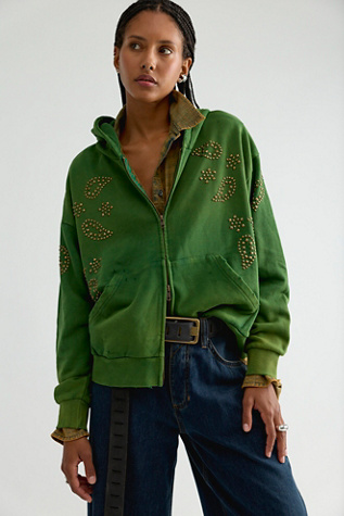 Found Paisley Studded Zip-Up