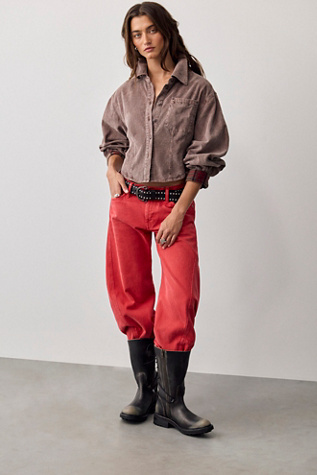 Женская рубашка Free People Billie Corduroy Button Down Shirt, цвет: Woodsmoke — фото 3