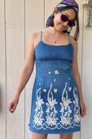 Vintage 1990s Denim Mini Dress Selected by Kikos Kloset