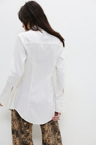 Женский топ Free People Kate Button Down Top, цвет: Слоновая кость — фото 2