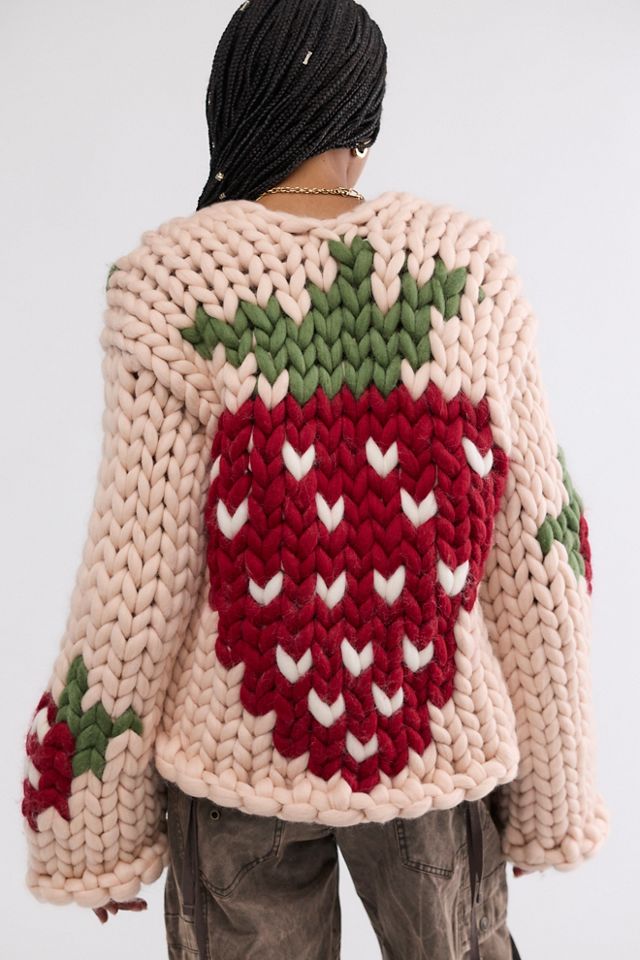 Cardigan Colossal en laine fraise Hope Macaulay #1