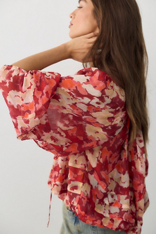Женская блузка Free People Eloise Printed Blouse, цвет: Клюквенный комбинированный — фото 3