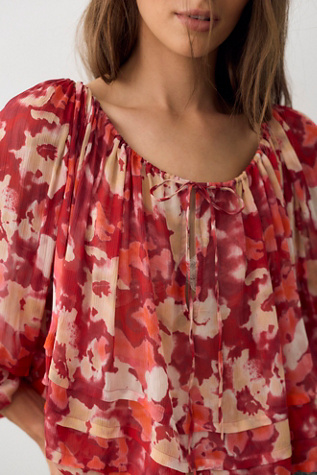 Женская блузка Free People Eloise Printed Blouse, цвет: Клюквенный комбинированный — фото 4