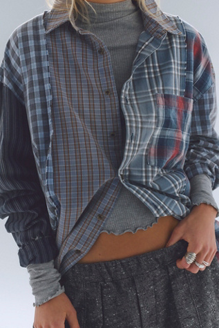 The Tales Patchwork Check Button Down Shirt