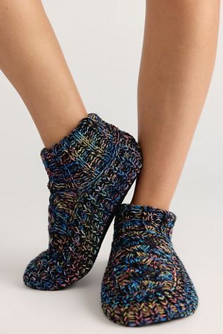 Chaussons à poignets torsadés en maille chinée islandaise teintée espace
