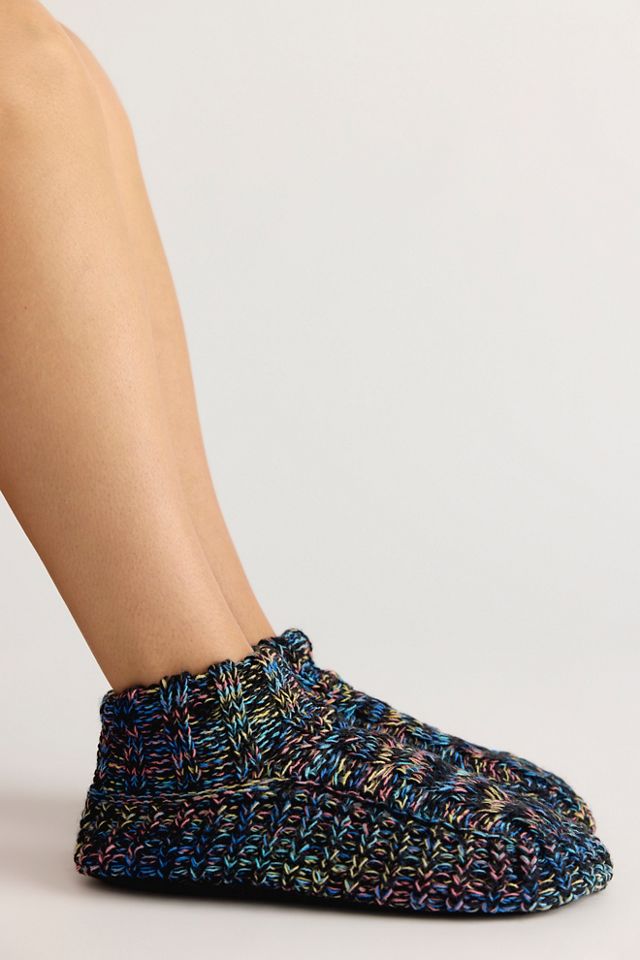 Icelandic Space Dye Marl Cabled Cuff Booties #1