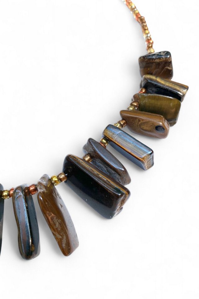 Vintage Handmade Tiger's Eye Statement Necklace Selected by SharpLilTeeth #1