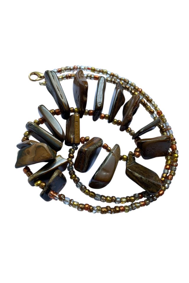 Vintage Handmade Tiger's Eye Statement Necklace Selected by SharpLilTeeth #3