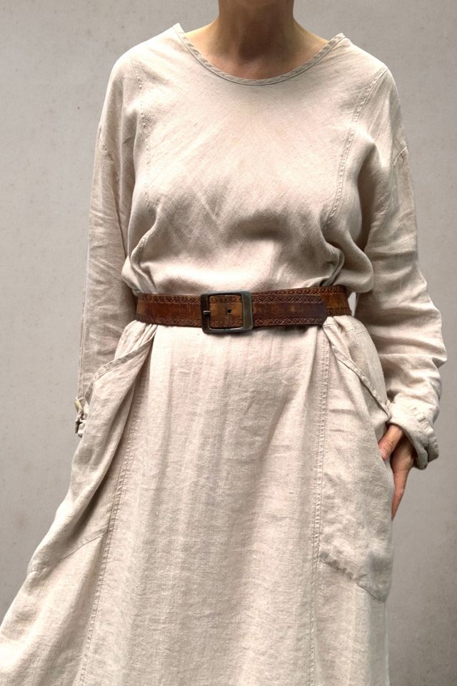 Vintage 1970s Handmade Tooled Leather Belt Selected by SharpLilTeeth #1
