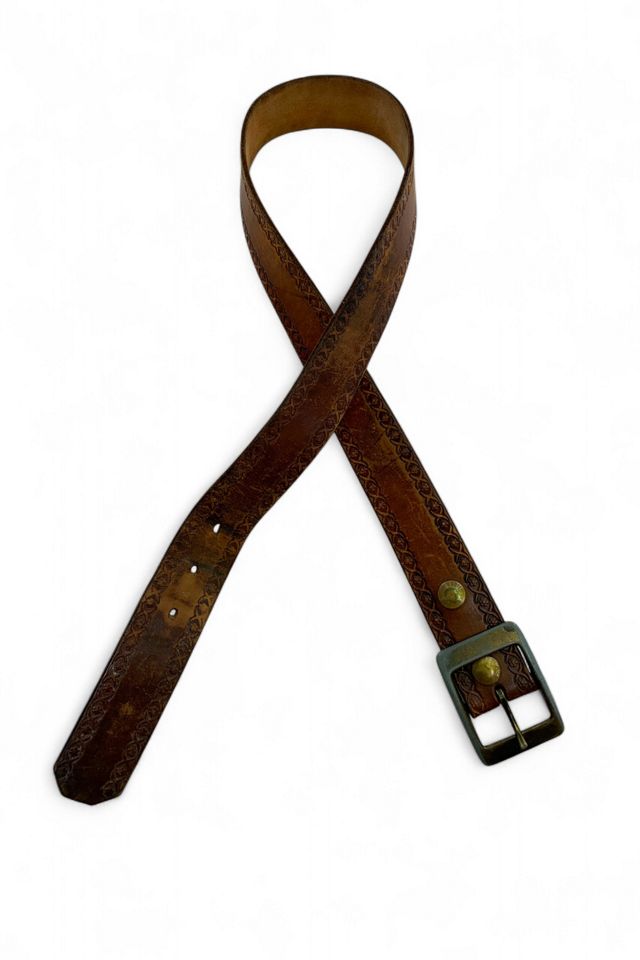 Vintage 1970s Handmade Tooled Leather Belt Selected by SharpLilTeeth #2