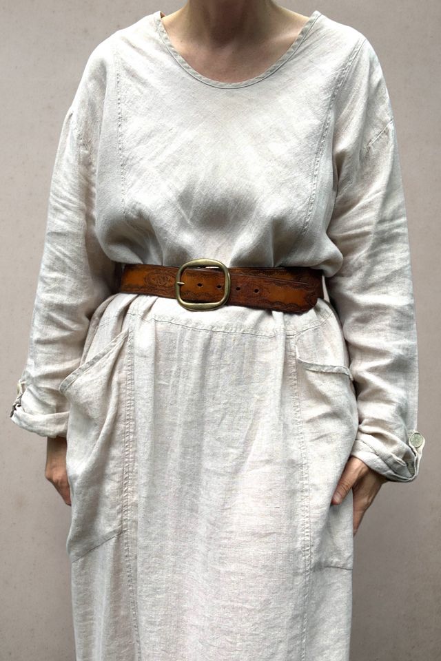 Vintage 1970s Distressed Tooled Leather Belt Selected by SharpLilTeeth #2