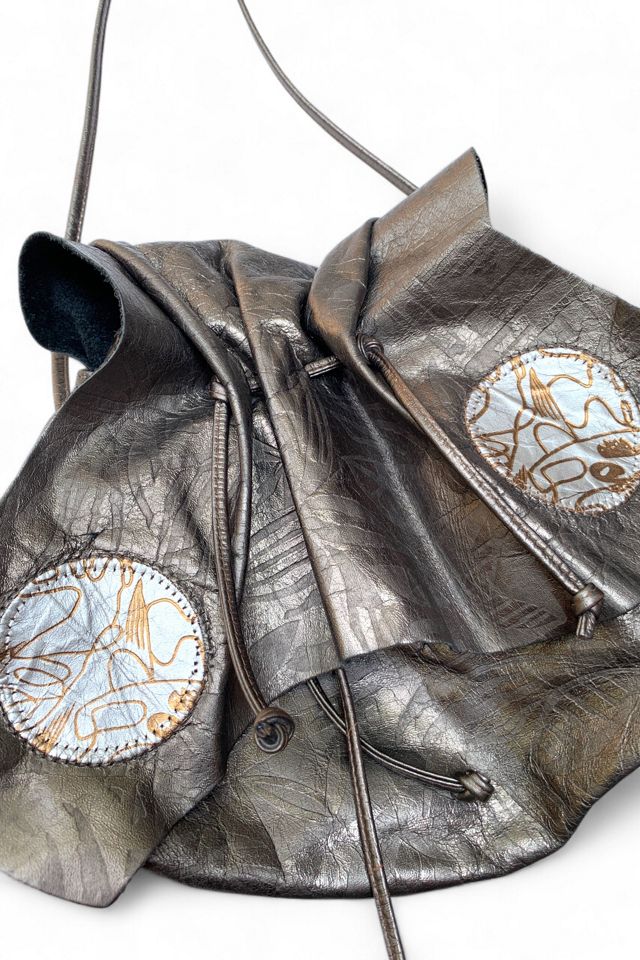 Vintage 1980s Artisan Metallic Leather Shoulder Bag Selected by SharpLilTeeth #1