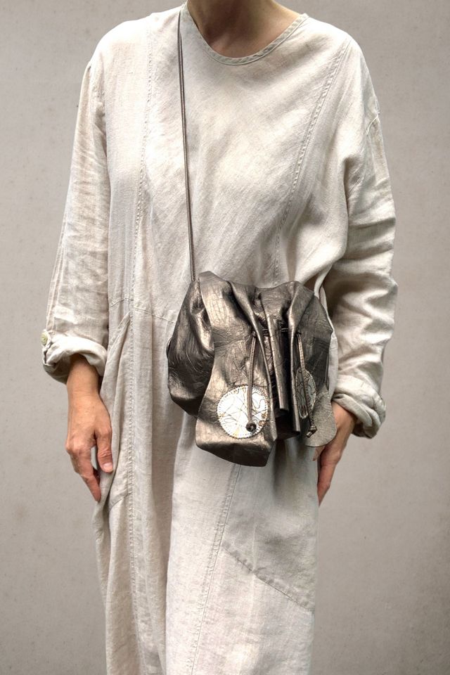 Vintage 1980s Artisan Metallic Leather Shoulder Bag Selected by SharpLilTeeth #3
