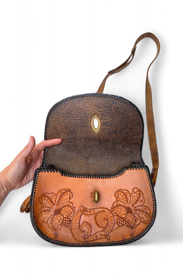 Vintage Tooled Leather Shoulder Bag Selected by SharpLilTeeth #2