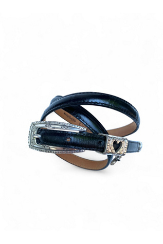 Vintage Southwestern Heart Charm Leather Skinny Belt Selected by SharpLilTeeth