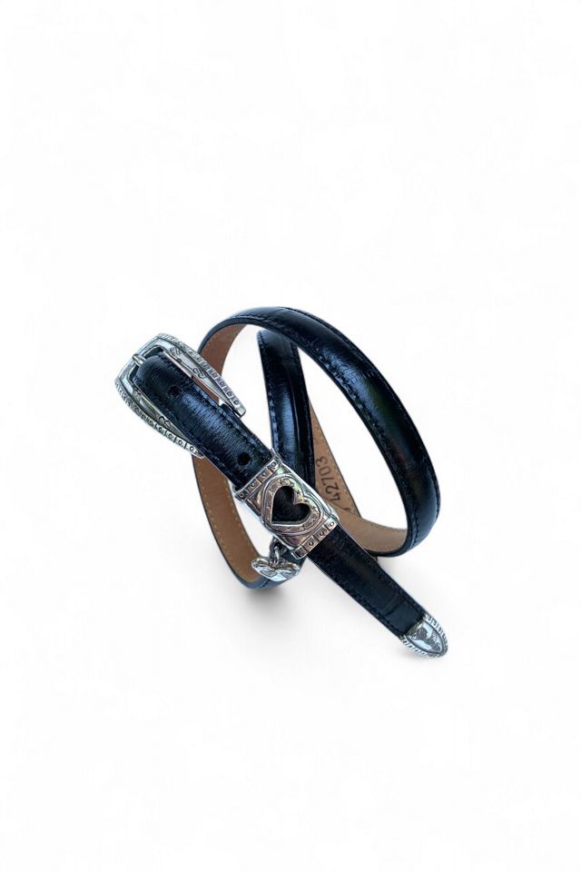Vintage Southwestern Heart Charm Leather Skinny Belt Selected by SharpLilTeeth #1