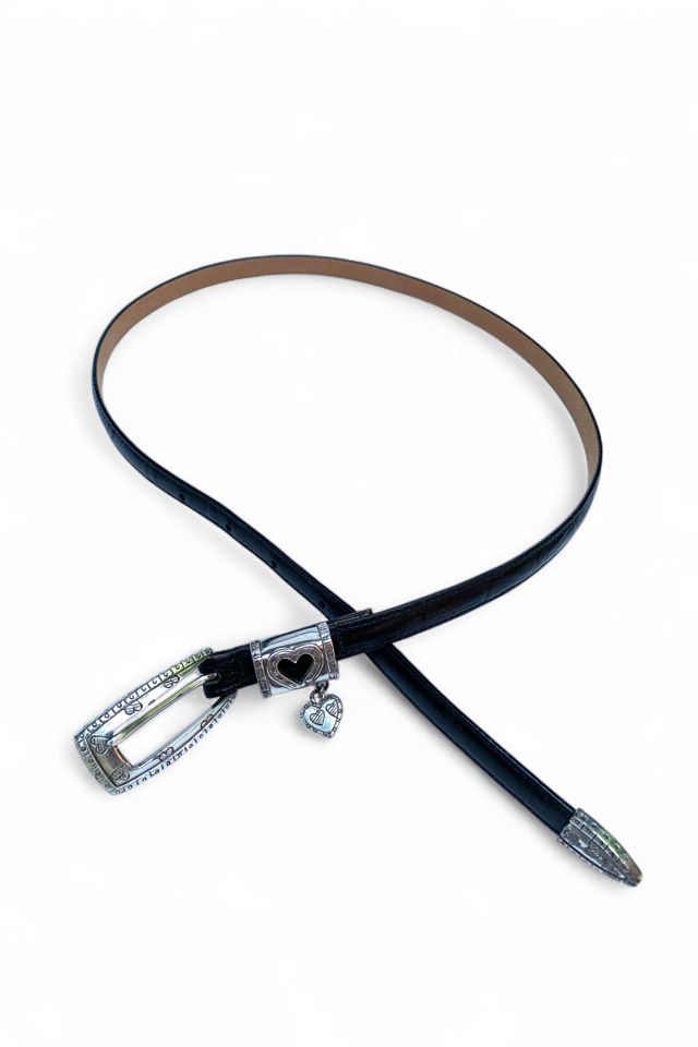 Vintage Southwestern Heart Charm Leather Skinny Belt Selected by SharpLilTeeth #2