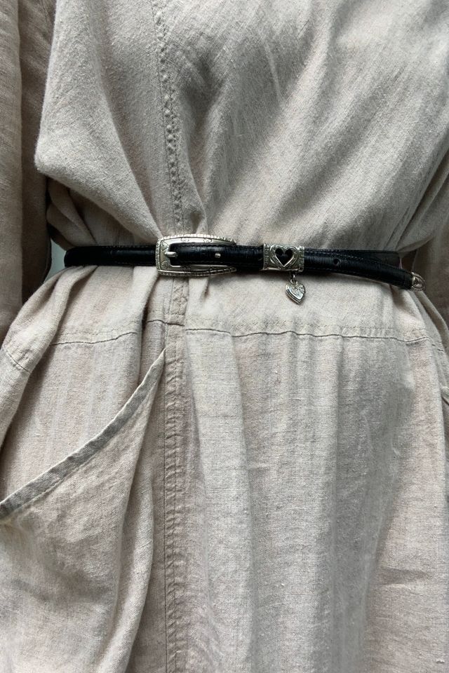 Vintage Southwestern Heart Charm Leather Skinny Belt Selected by SharpLilTeeth #3