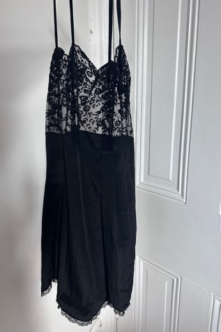 Vintage Silk Black Lacey Romper Selected by KA.TL.AK