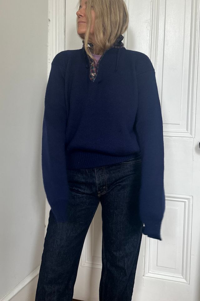 Vintage Rugby Style IZOD Wool Sweater with Plaid Collar and Pockets Selected by KA.TL.AK #1