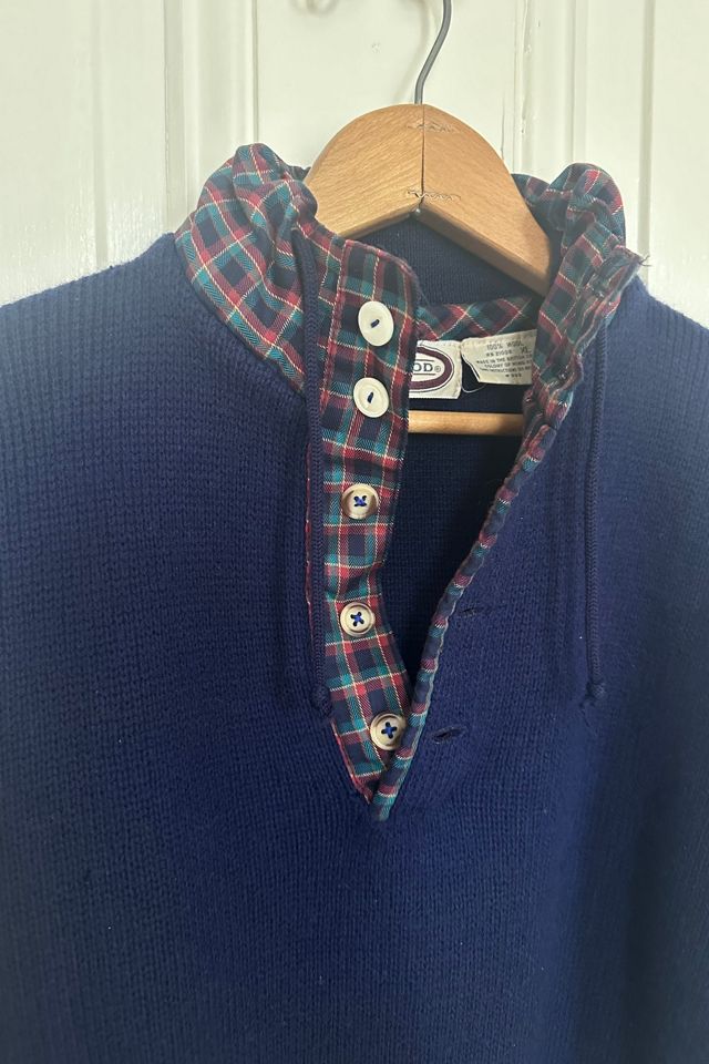 Vintage Rugby Style IZOD Wool Sweater with Plaid Collar and Pockets Selected by KA.TL.AK #3