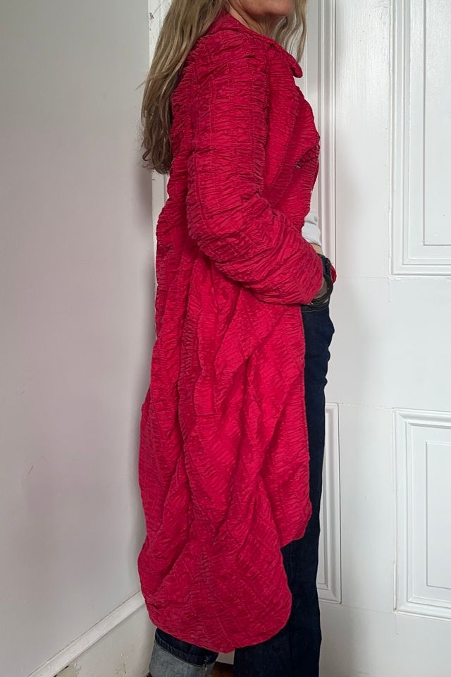Vintage 60’s Silk Ruched All Weather Fuchsia Overcoat Selected by KA.TL.AK #2