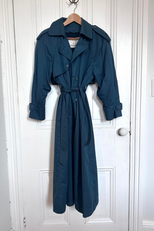 Vintage Teal Colored Classic London Fog Trench with Zip Out Lining Selected by KA.TL.AK
