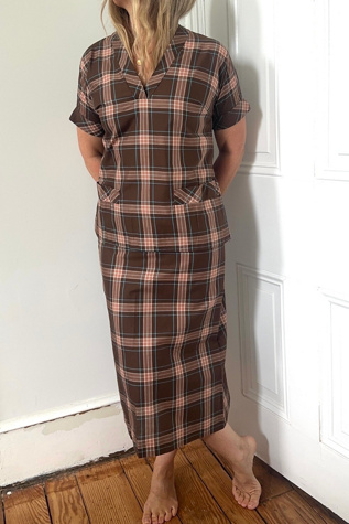Vintage 60’s Plaid Pencil Skirt and Tunic Top Set Selected by KA.TL.AK