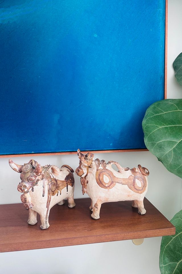 Vintage Set of Two Peruvian Torito de Pucara Bulls Selected by KA.TL.AK #1