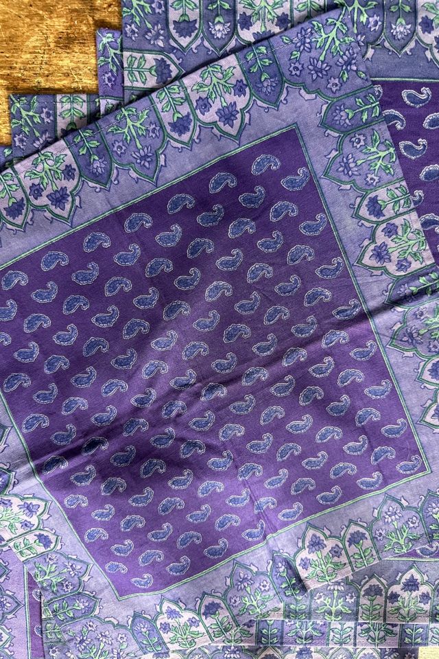 April Cornell Block Print Purple Paisley Placemat and Napkin Set Selected by KA.TL.AK #3
