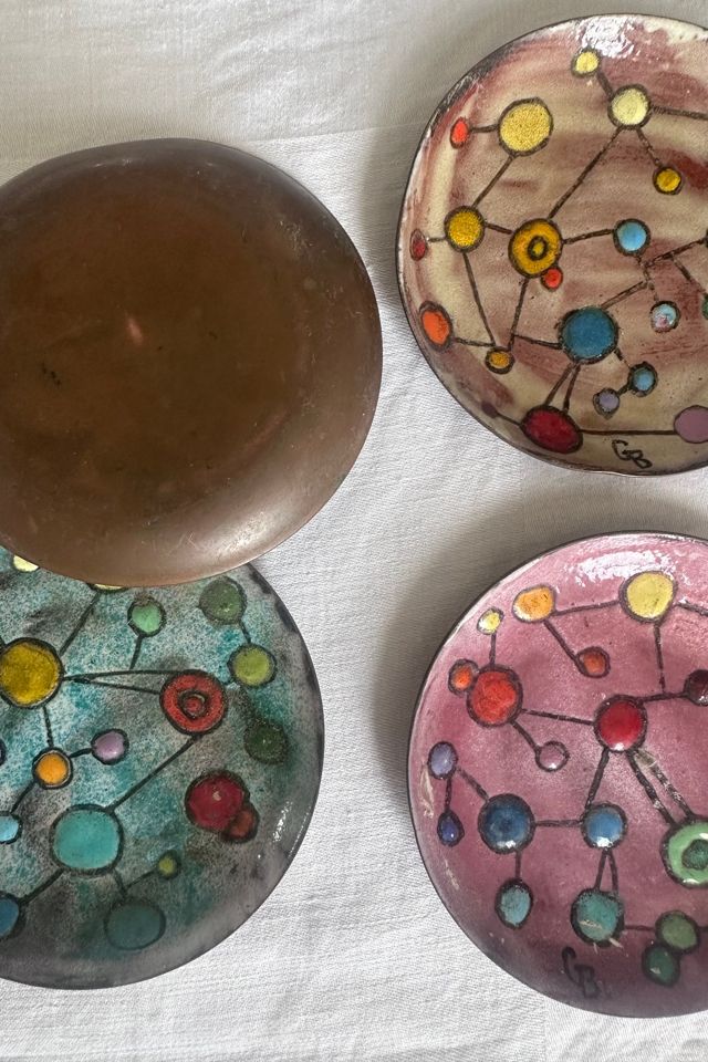 Vintage Set of 4 California Cloisonne Style Coasters Selected by KA.TL.AK #1