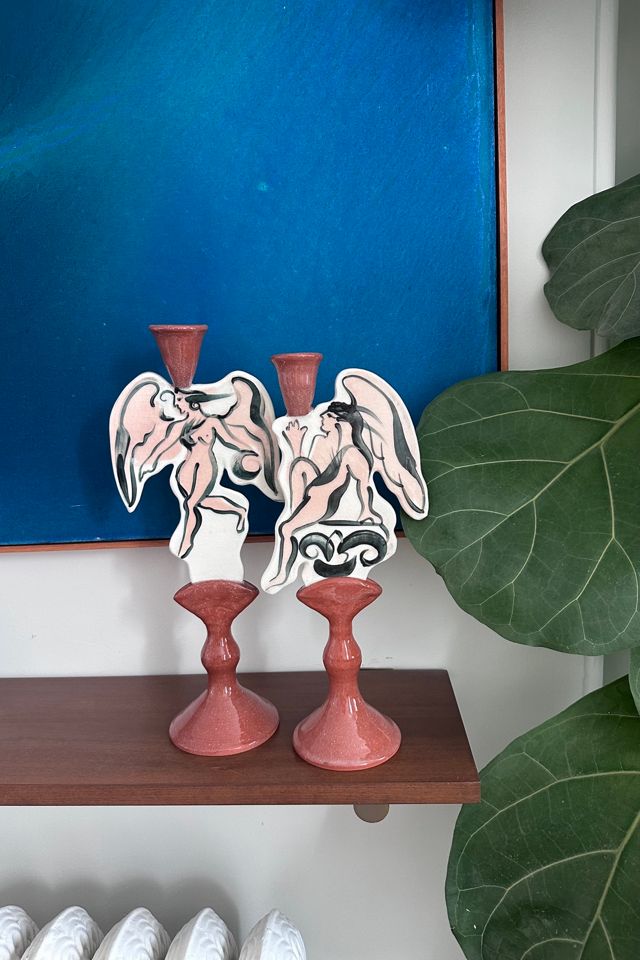 Vintage Studio Art God and Goddess Ceramic Sculptural Candlesticks Selected by KA.TL.AK #1