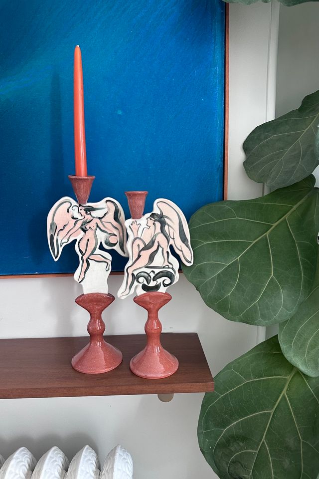Vintage Studio Art God and Goddess Ceramic Sculptural Candlesticks Selected by KA.TL.AK #3