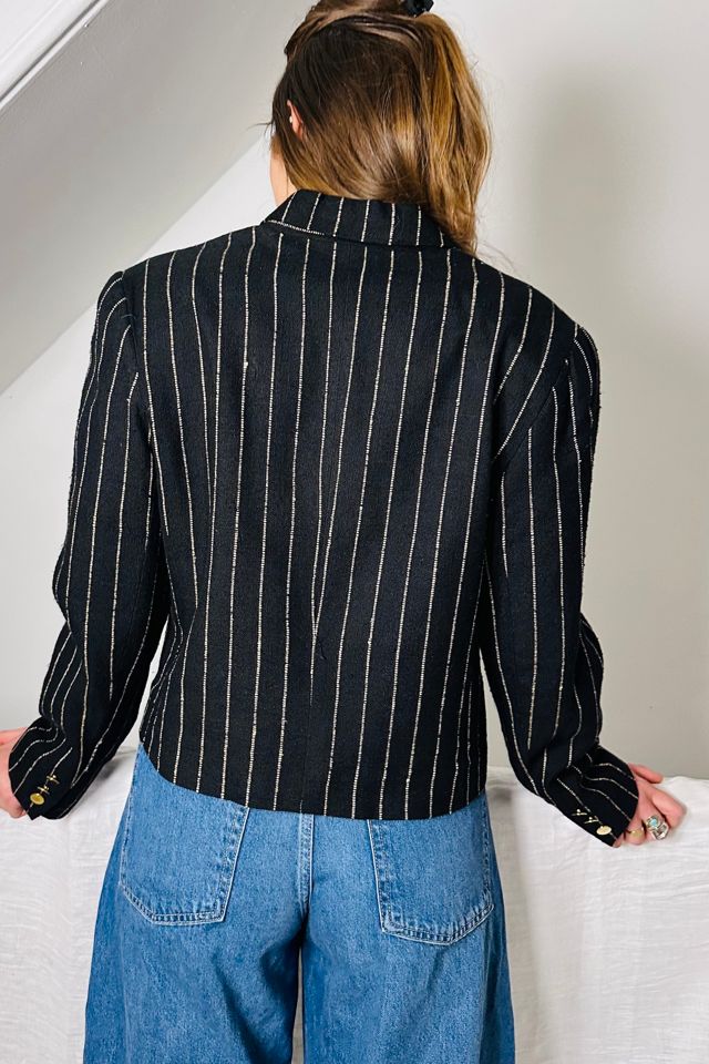 Vintage Double-Breasted Silk Cropped Blazer with Gold Buttons Selected by KA.TL.AK #2