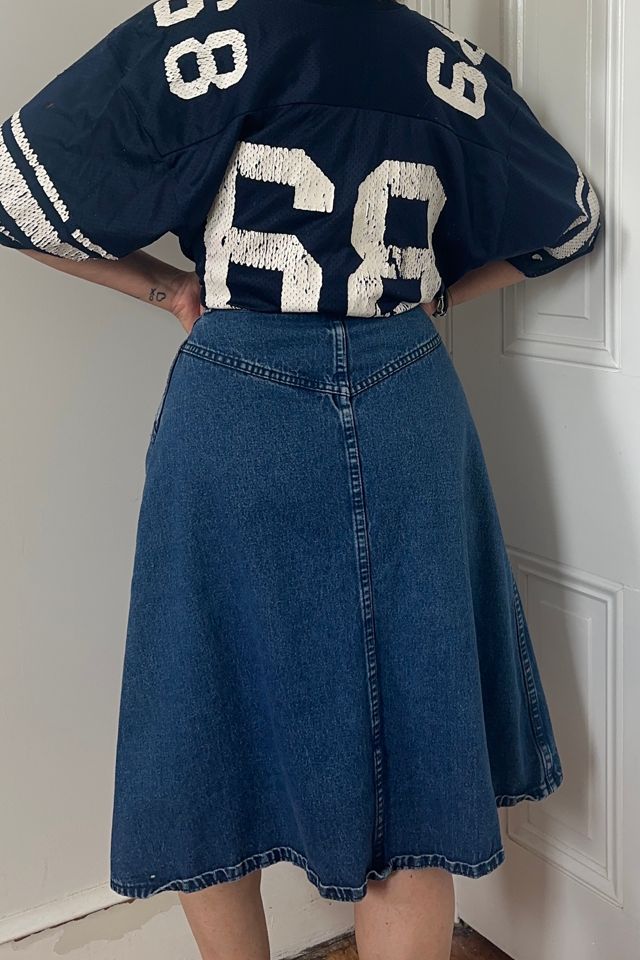Vintage 80’s Denim Full Midi Skirt with Snaps Selected by KA.TL.AK #2