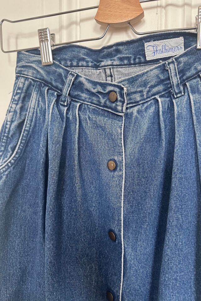 Vintage 80’s Denim Full Midi Skirt with Snaps Selected by KA.TL.AK #3