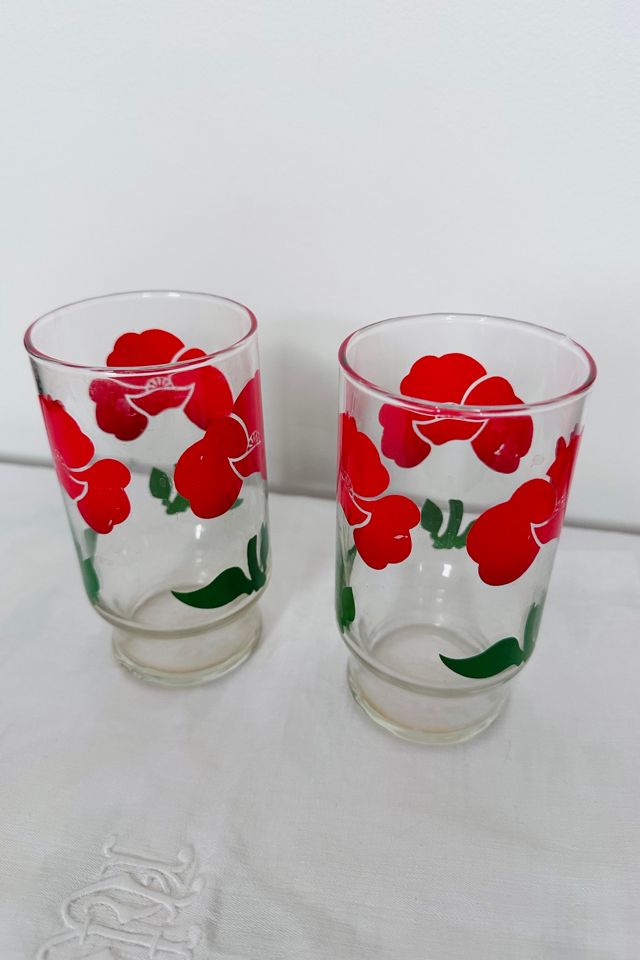 Vintage Set of Two ‘80’s Anchor Hocking Red Poppy Tumblers Selected by KA.TL.AK #1