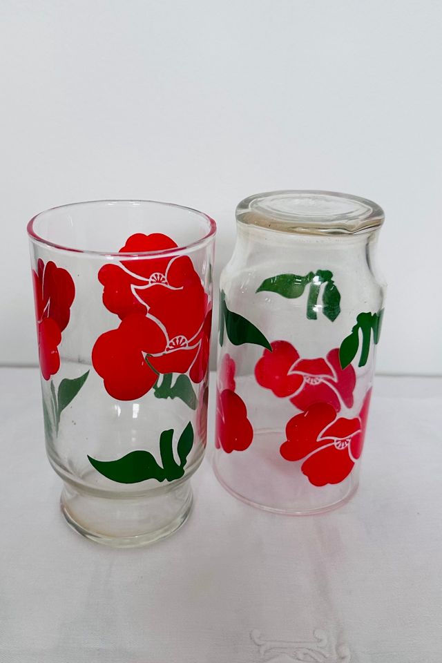Vintage Set of Two ‘80’s Anchor Hocking Red Poppy Tumblers Selected by KA.TL.AK #3