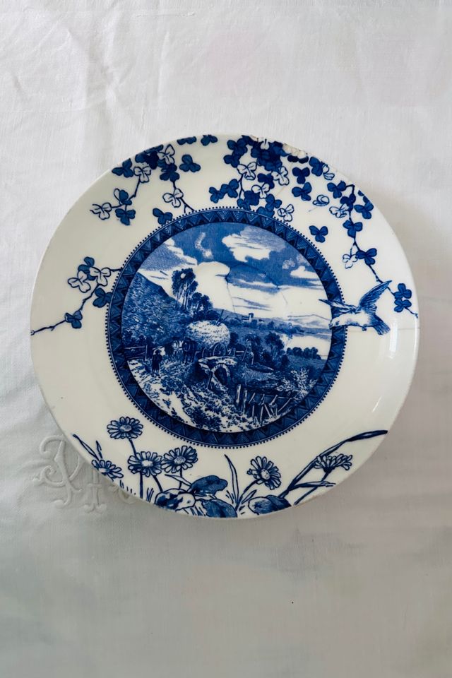 Vintage Set of Two Mismatched Transfer Ware Plates Selected by KA.TL.AK #1