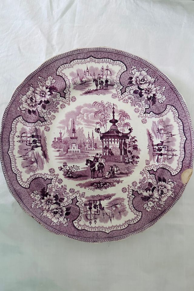 Vintage Set of Two Mismatched Transfer Ware Plates Selected by KA.TL.AK #2