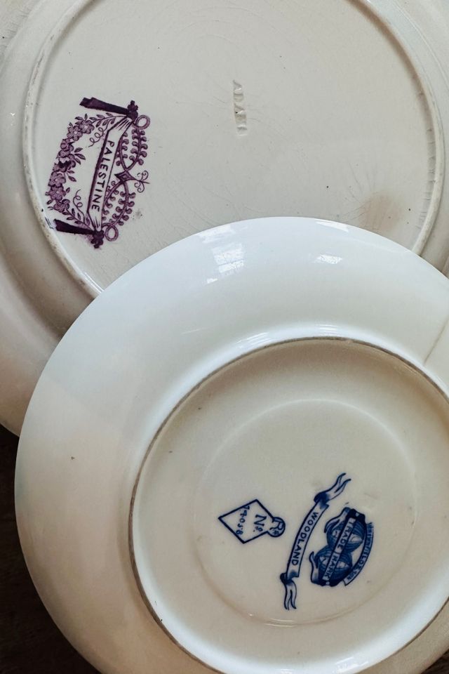Vintage Set of Two Mismatched Transfer Ware Plates Selected by KA.TL.AK #3